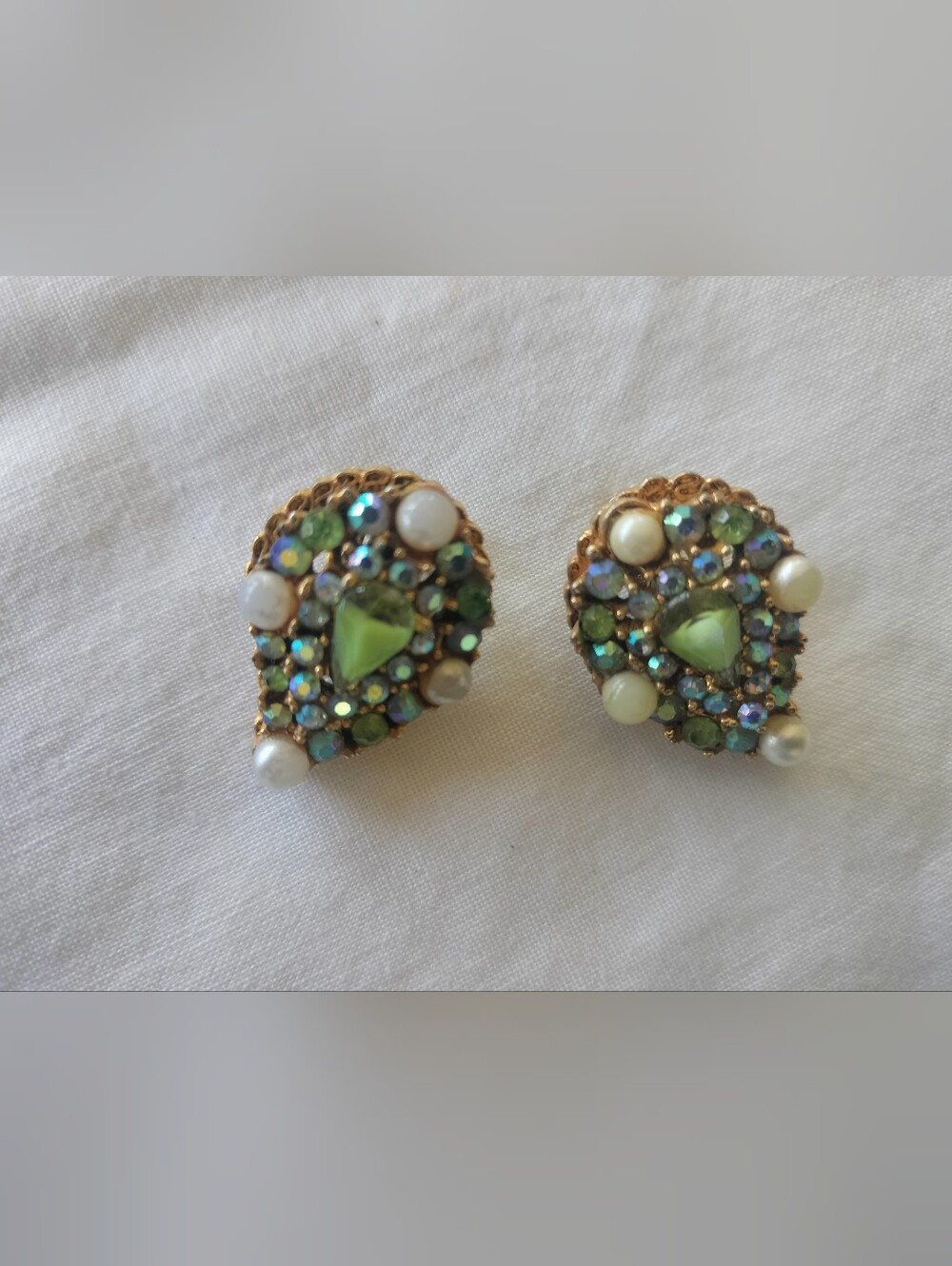 Vintage ART Brand Clip Earrings-Aurora Berolis Pearl Clip On